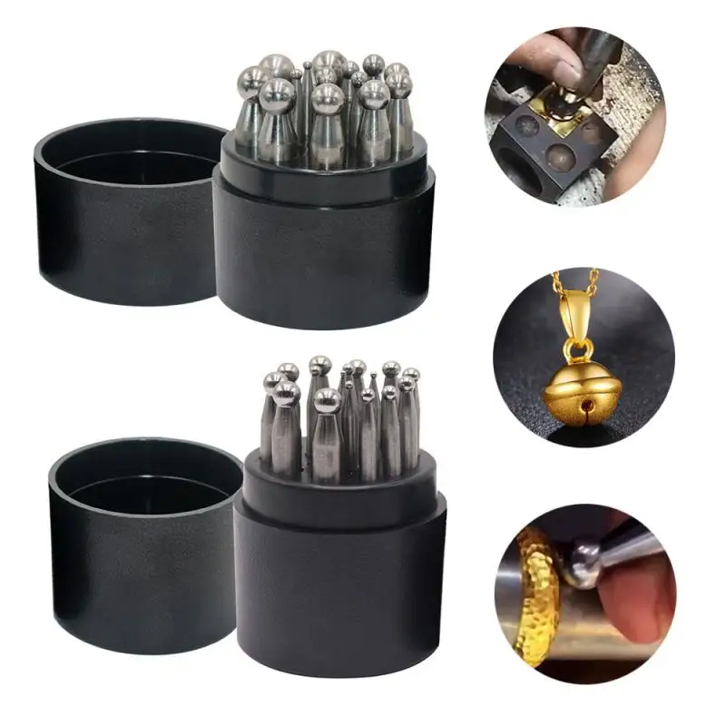 round dapping punches conjunto para jewelry machine dapping block faca voce mesmo craft tools alta qualidade 15 17 pcs aco inoxidavel 01