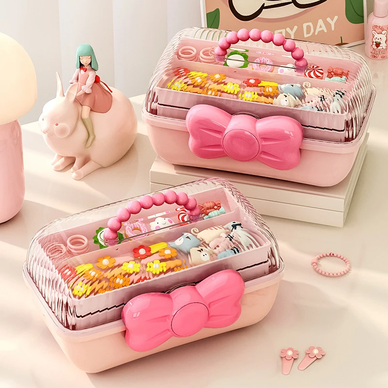 2023 New Multi-layer Hairpin Storage Box Cute Girls Jewellery Box Children\'s Hair Accessories Storage Box Toy Storage Box