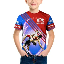 WRESTLING Customed Lover Sports Boys T Shirt Short Sleeves Tops Girls Children Clothing Summer T-shirt Tee Toddler Clothes-5