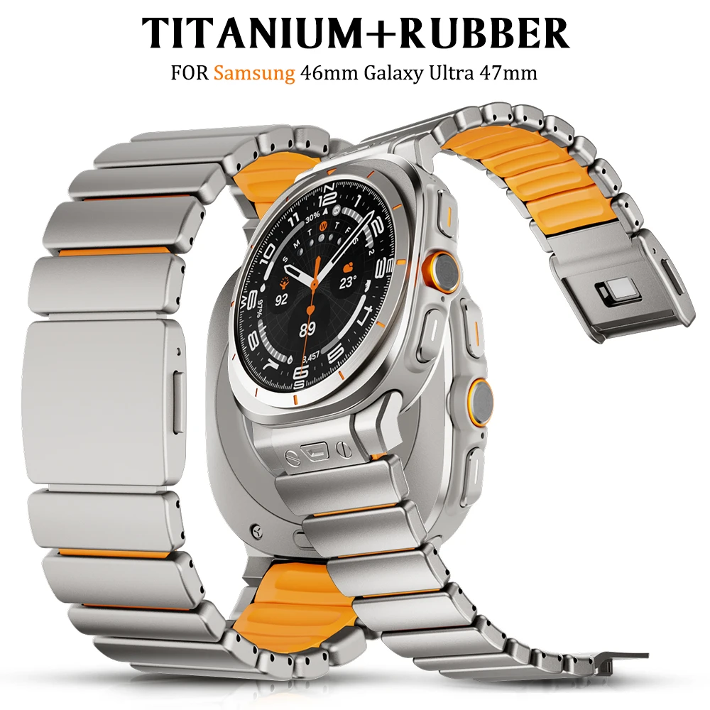 

Титановый резиновый магнитный ремешок для Samsung Galaxy Watch Ultra 47 мм 2024/2025, роскошный металлический браслет для GALAXY ULTRA 7 47 мм
