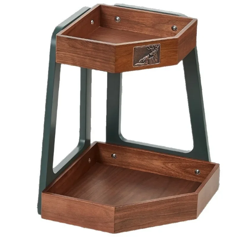 

Solid wood kitchen rack corner triangle corner rack floor free punching seasoning storage shelf