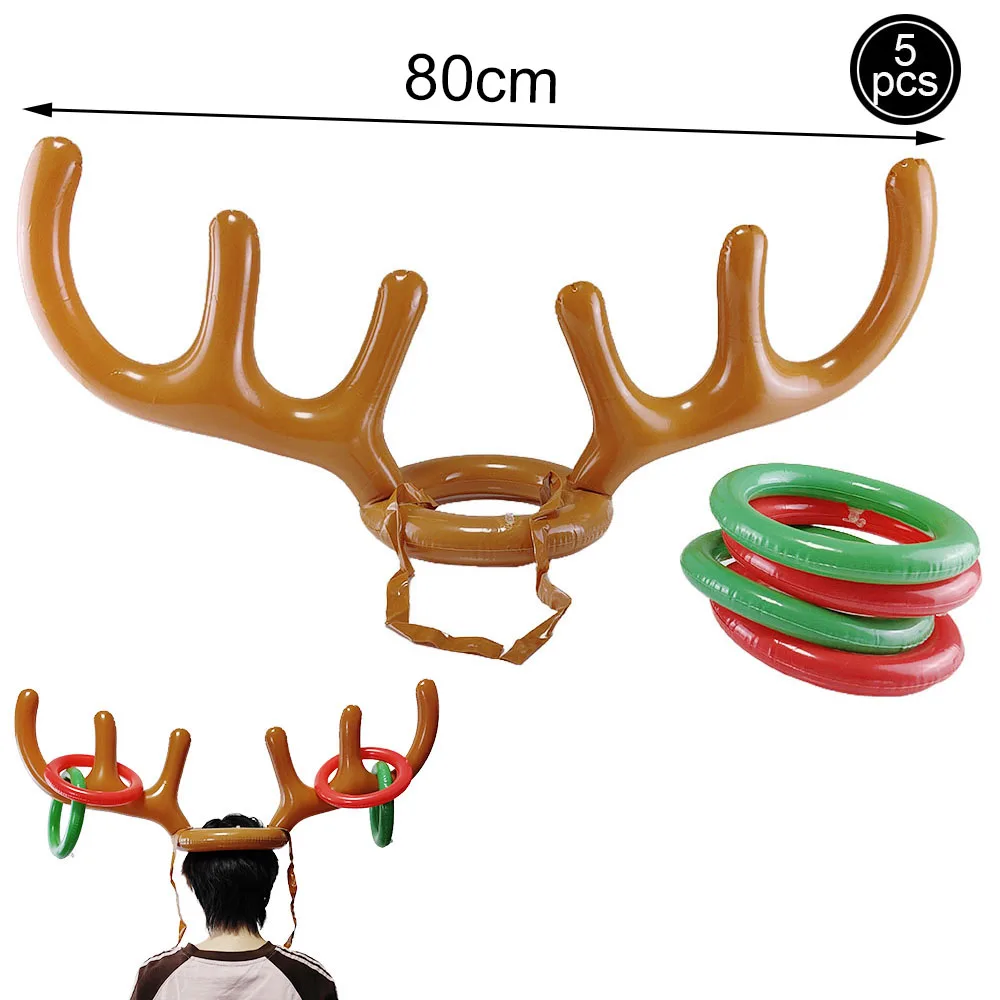 Christmas Games Ring Toss Inflatable Reindeer Antler/Candy Cane/ Nutcrackers Ring Toss Game Christmas Party Decorations Favors