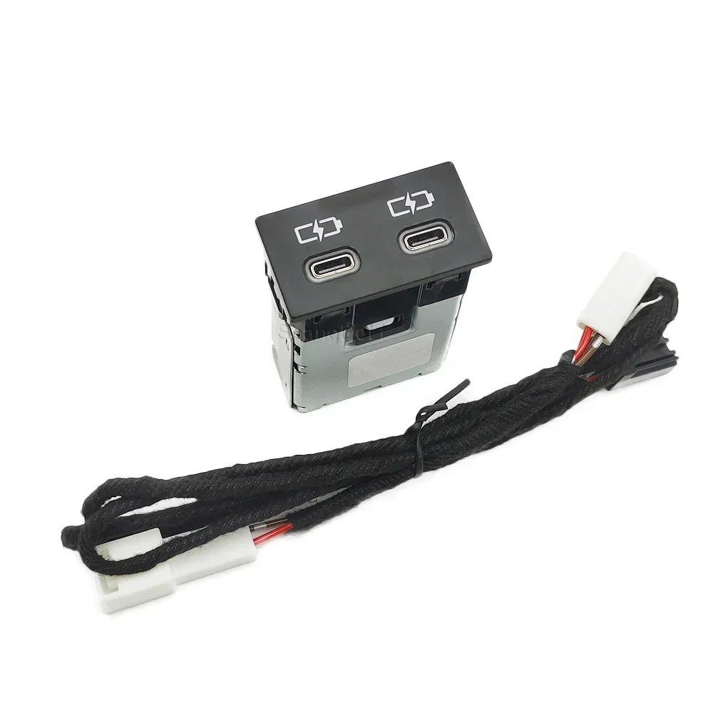 USB Type-C Quick Charger Adapter for Toyota Sienna Camry Highlander Corolla Land Cruiser 70 2018-2022 with Connecting Line