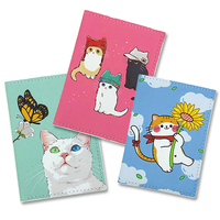 Cute Cat Pattern Passport Holder Overseas Travel Accessories Leather Passport Wallet Women ID Card Credit Card Passport Cover