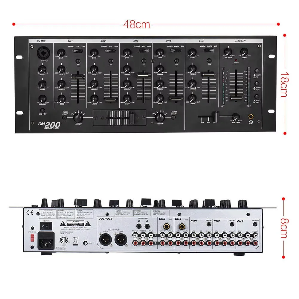 Professional 5-Channel DJ Mixer Ultra-Low Noise, 3-Band Kill EQ and 33 Digital Effects for Performance Stage and Live Mixing