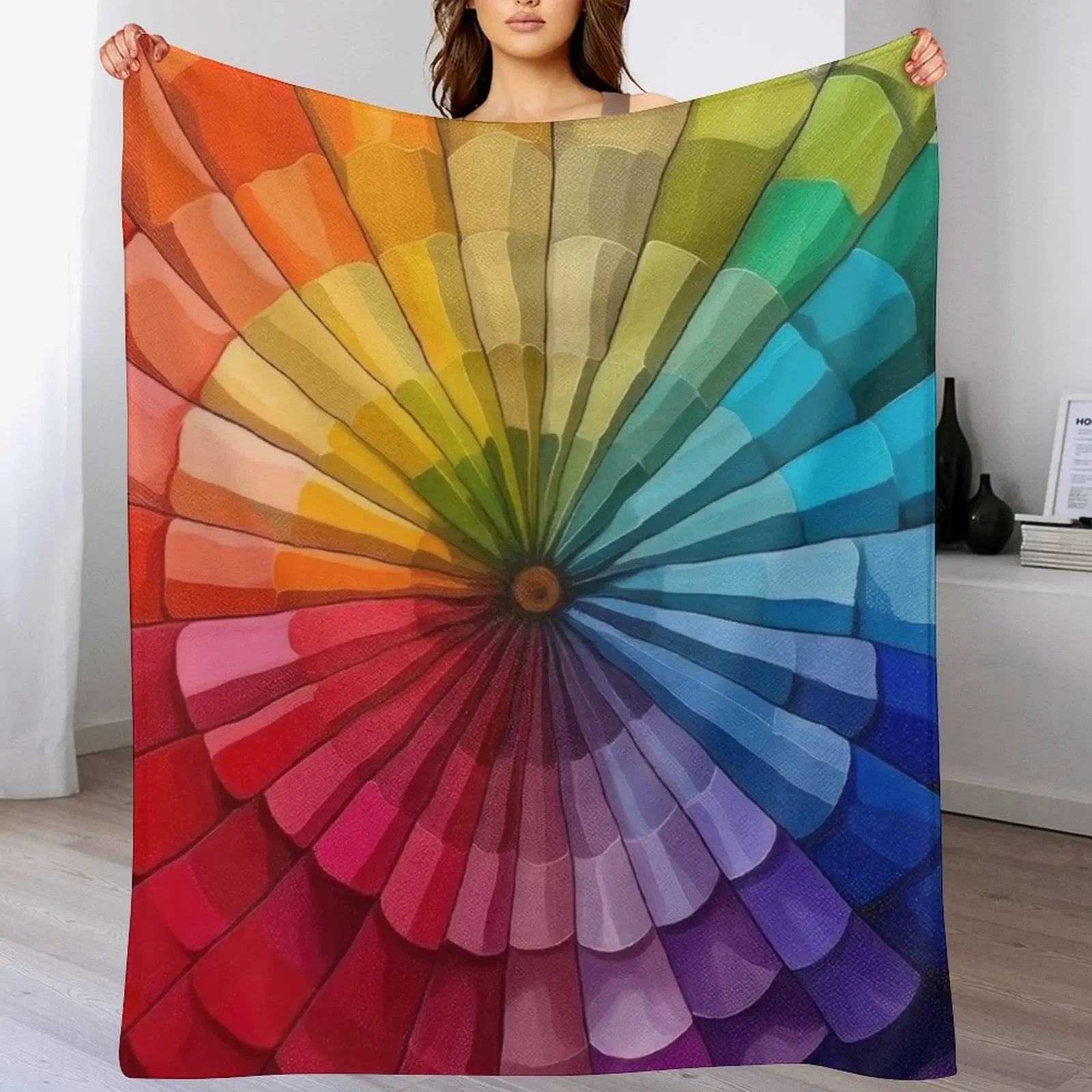 

Coloring Wheel Painting Throw Blanket Warm Plush Fuzzy Blanket for Living Room