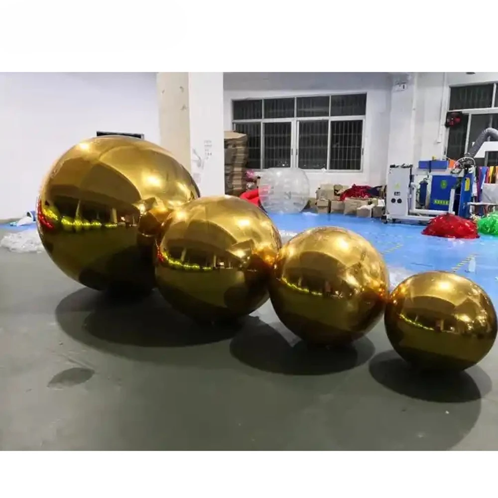 

Inflatable Disco Ball 50cm Hanging Giant Sphere For Event Decoration Holographic Gold Inflatable Mirror Sphere