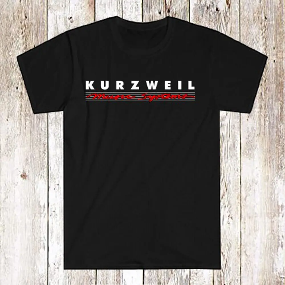 Kurzweiler-男性用黒音楽システム機器Tシャツ、サイズsから5xl