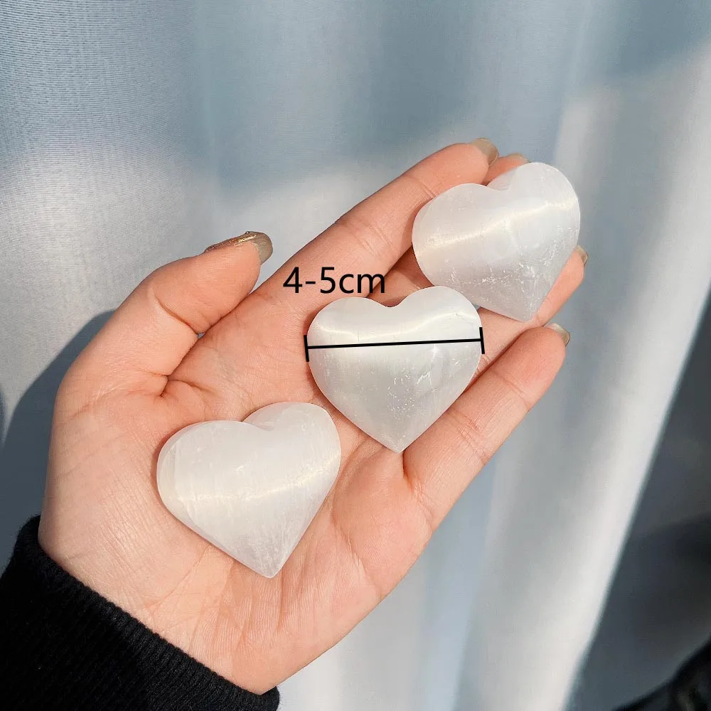 1pc Natural Crystals Selenite Heart Healthy Degaussing Decoration Quartz Energy Gift DIY Jewelry Accessories