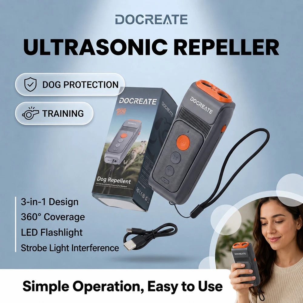 Dispositivo de Entrenamiento Recargable Antiladridos para Perros, Repelente Ultrasónico con Linterna LED, Corrector de Comportamiento para Mascotas