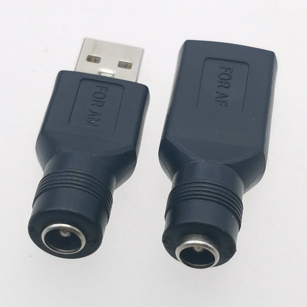 1pc 12V Adapter Plug Female Jack To USB Male Female DC 5.5 * 2.1MM Power Plug Charging Adapter Converter USB Plugs