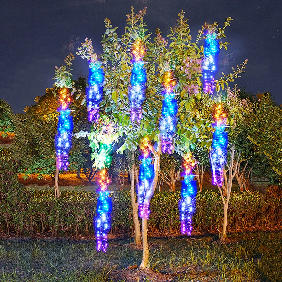 LED Natal Garland Fairy Lights Outdoor Waterproof Meteor Shower String Lights Decoração do jardim para Xmas Tree Party Wedding