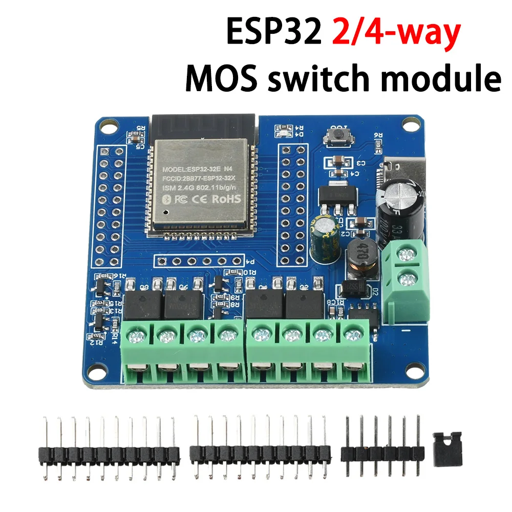 DC 5-60V ESP32 2/4-Way MOS Switch Module Single-Way Relay Module ESP32-32E Module WIFI Bluetooth Development Board UART Burning