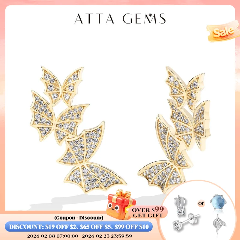 

ATTAGEMS Модные изысканные серьги с бабочками и муассанитом для женщин DVVS1, ювелирные изделия из стерлингового серебра S925, подарки на годовщину, подарки на Новый год