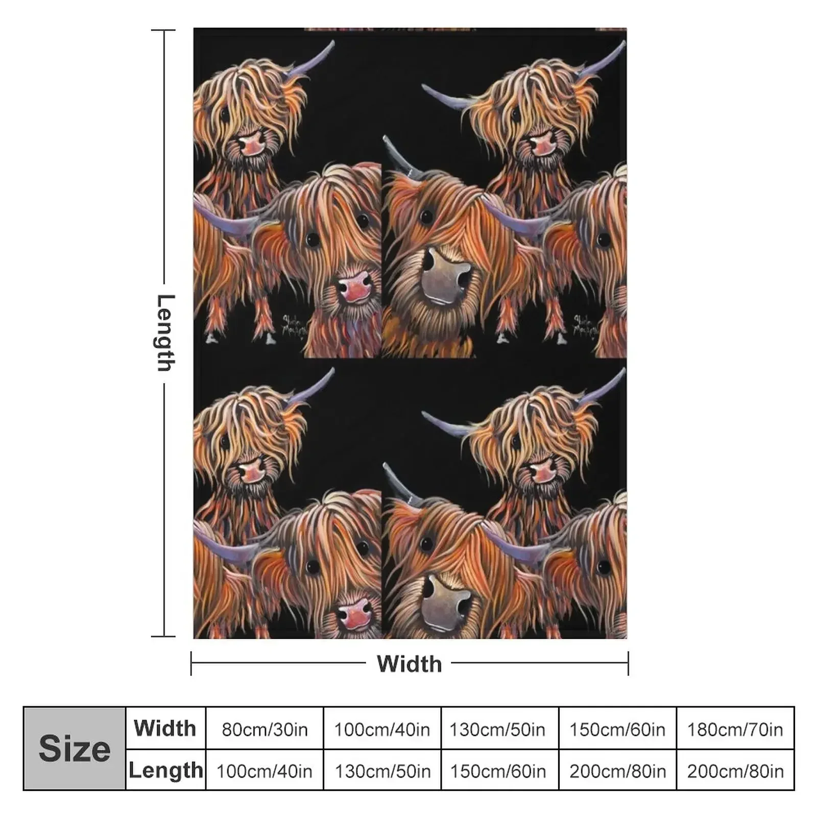 HiGHLaND CoW PRiNT SCoTTiSH ' THe BaKeD BeaNS ' BY SHiRLeY MacARTHuR Throw Blanket Soft Bed covers Cute Custom Blankets