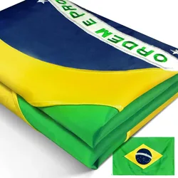 3x5Fts Premium Waterproof Heavy Duty Nylon Embroidered  Brazil 4 rows of stitches Flag Embroidery