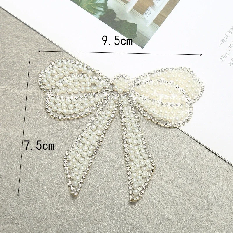 1pcs Beauty Bows Patch Hot Fix Rhinestone Silver Gold Crystal Iron On Patches For Women Baby Clothes Bag Applique Diy Stickers