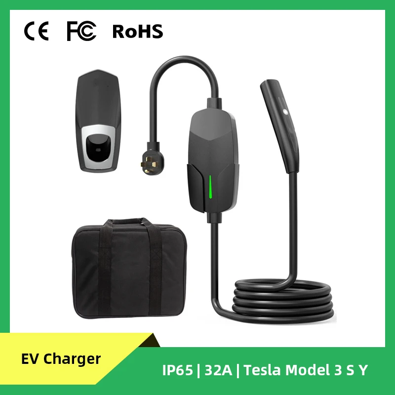 Portable EV Charger 7kw 32A Level 2 Car Battery Charger Use Version Mobile Fast Home Charging Station Pile  for Tesla Gen3