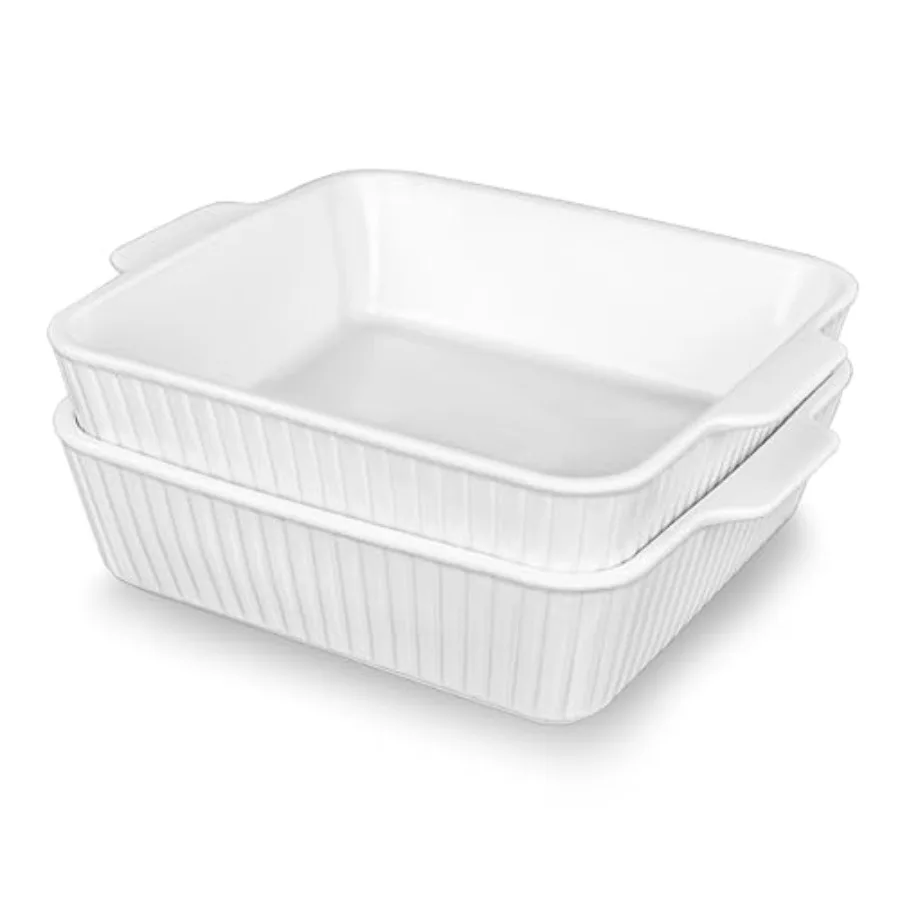 

Casserole Dishes for Oven 10'' Square Casserole Baking Dish 2 Pack Ceramic Baking Dishes Bakeware Sets with Handles Lasagna Pan