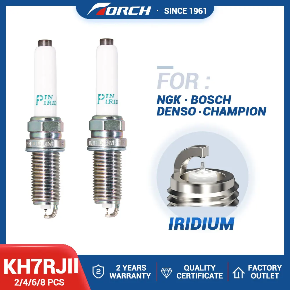 2-8PCS Vela de Ignição com Terminal de Irídio Duplo TORCH 6348/KH7RJII Substitui PLFER7A8EG FQ5NPP332S 0241245673 06K905611C 06K905601B