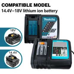 Makita oryginalna ładowarka litowo-jonowa DC18RC z wyświetlaczem LED 14.4V 18V Bl1830 Bl1430 Dc18Ra moc elektryczna dc1818rct 3A ładowanie