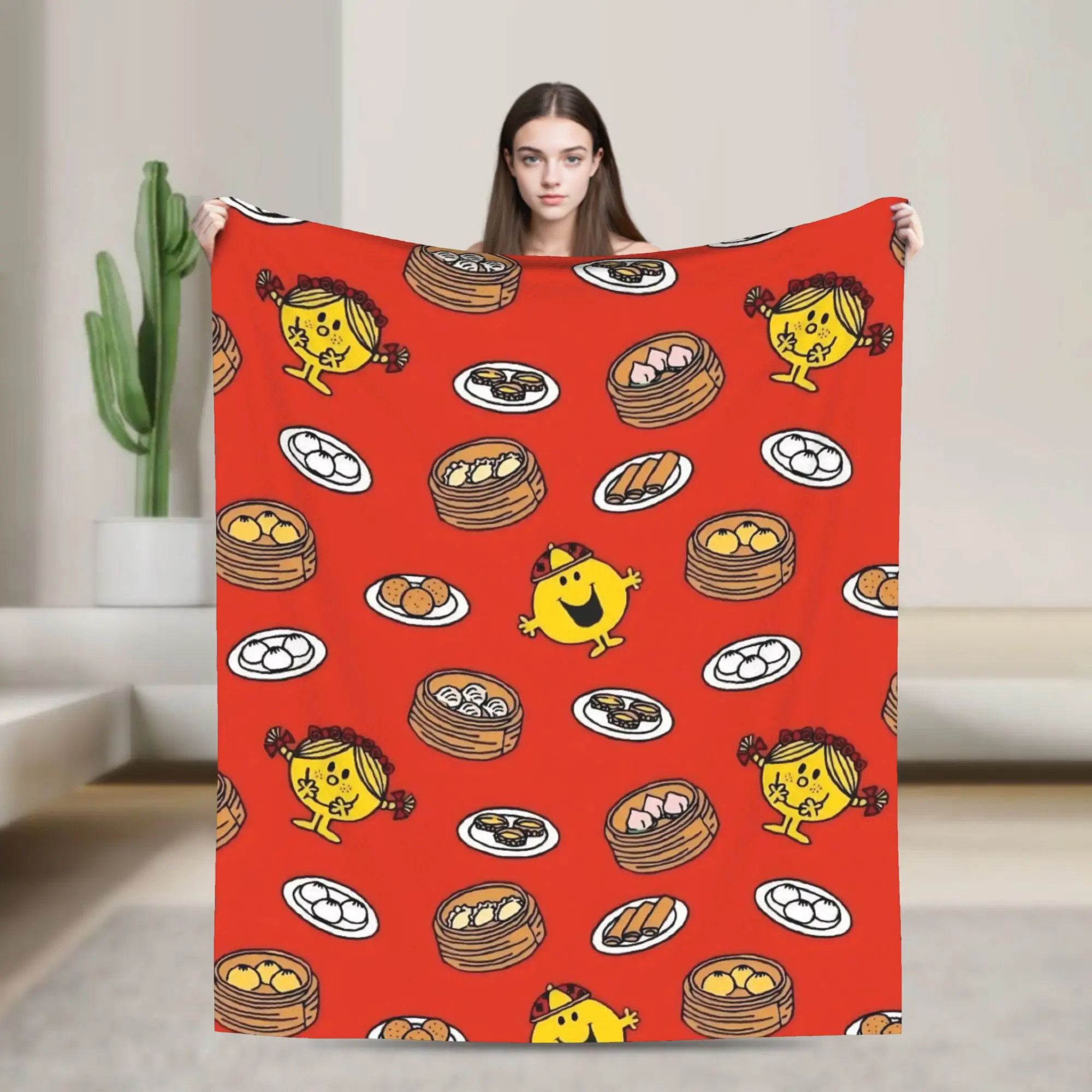 M-Mr M-Men L-Little M-Miss Foodies Blanket  Flannel Funny Soft Throw Blanket for Coverlet Textile Decor,