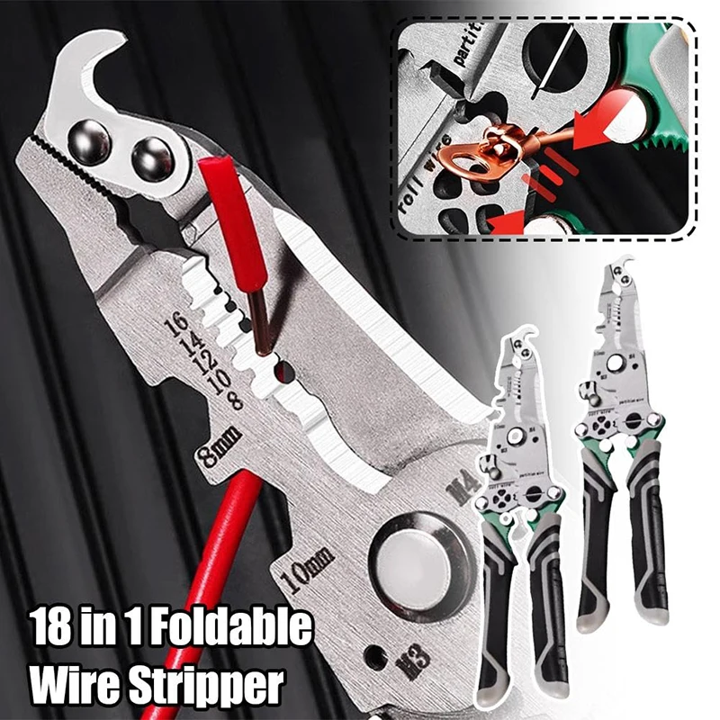 18 In 1 Essential Electrician Pliers For Wire Stripping, Crimping Needs, Efficient Wiring Jobs, Automotive Home Repairs Easy Use