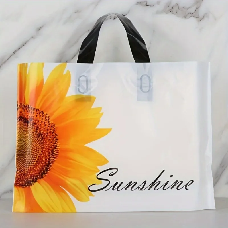 

10PCS Reusable Plastic Gift Bag with Sunflower Pattern - Perfect for Shopping, Christmas, Wedding, Birthday Party Decoration