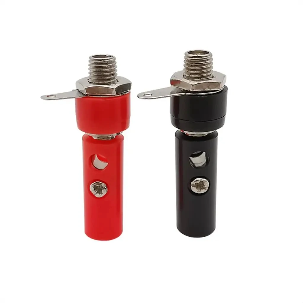 10 Paar silberne 4-mm-Bananenstecker, männlich und weiblich, 4 mm Bananenbuchse, Panelmontage, Bananenbuchse, Anschlussstecker-Adapter, Rot, Schwarz – Detail 4