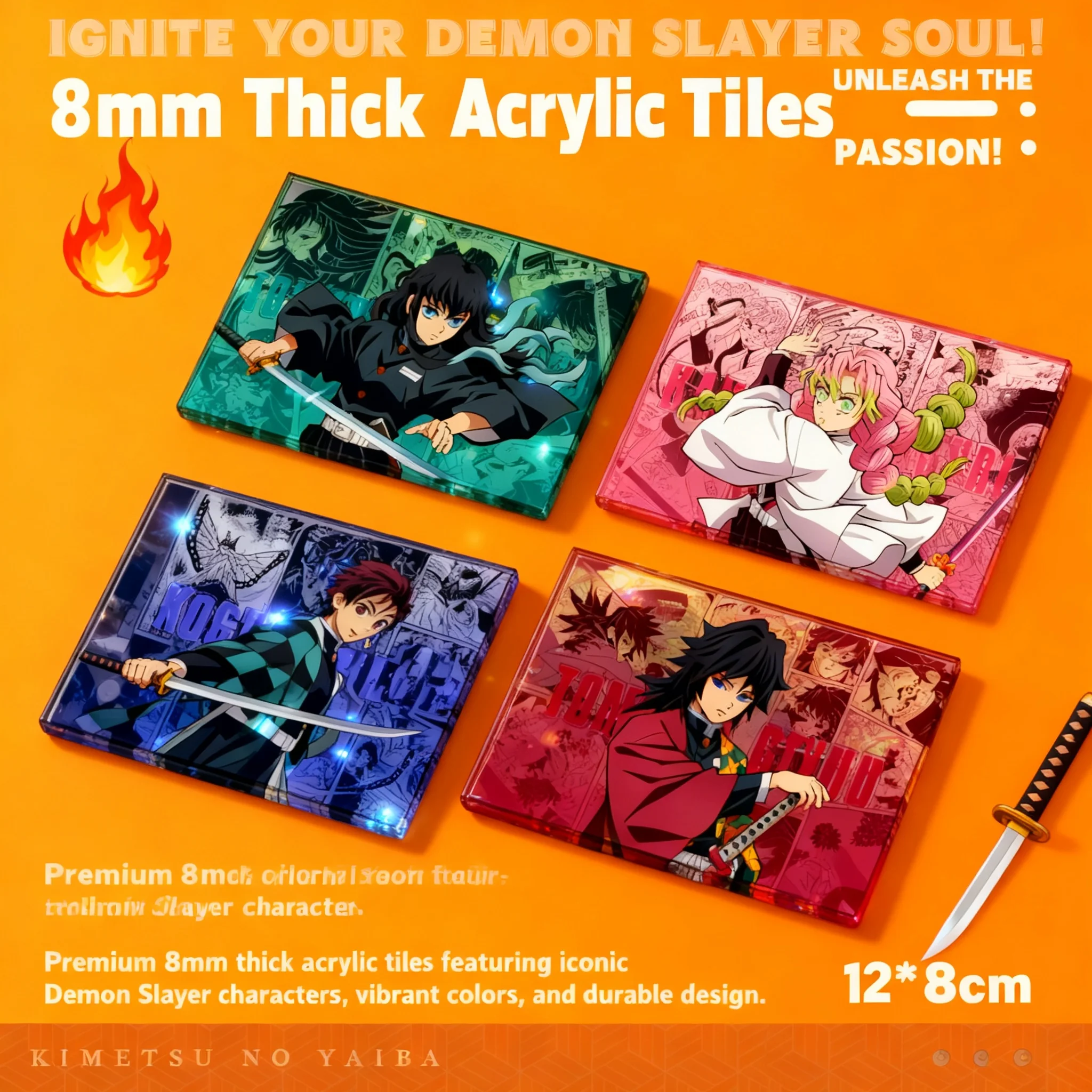 Mercancía del Anime Demon Slayer: Tarjeta Acrílica Coleccionable de Tanjiro Kamado, Shinobu Kocho y Sanemi Shinazugawa
