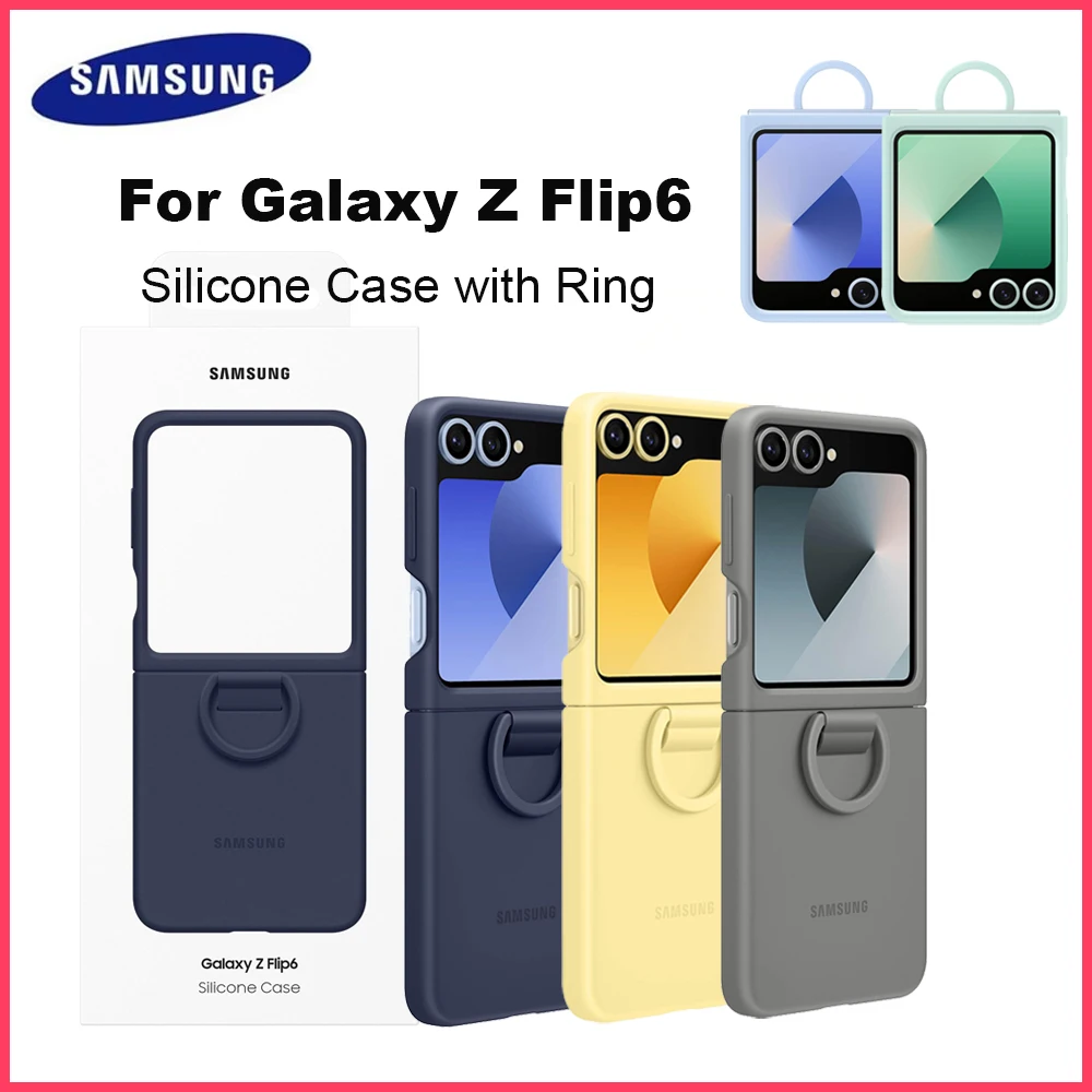 

Original Samsung Galaxy Z Flip6 Silicone Case for Z Flip6 Silicone Cover with Ring Holder Silicone Protective Case EF-PF741