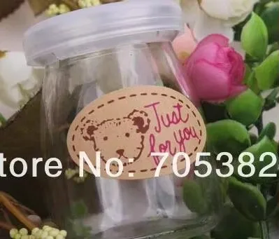 100pcs/lot Size: 5X2.8cm Cute Bear ears sticker “Just for you” seal stickers Decoration gift sticker (SS-24)