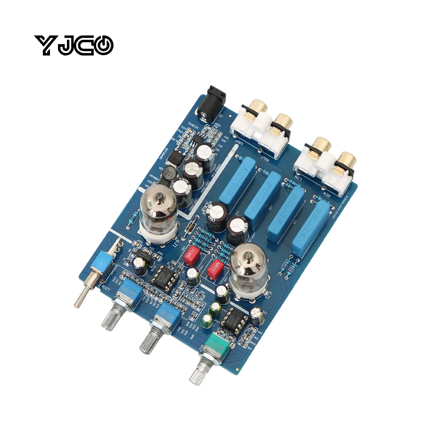 

YJCO 6J1 Vacuum Tube Preamplifier HiFi Audiophile Preamp Treble Bass Tone Control DC12V Gain Audio Amplifier for Stereo Speaker