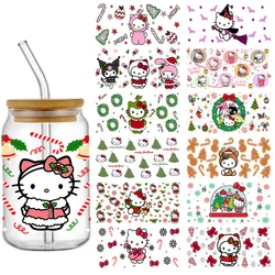 Cartoon Sanrio Hello Kitty 16OZ UV DTF Cup Wraps Transfer Sticker For Glass Libbey Can Bottle Selfadhesive Washable DIY Custom