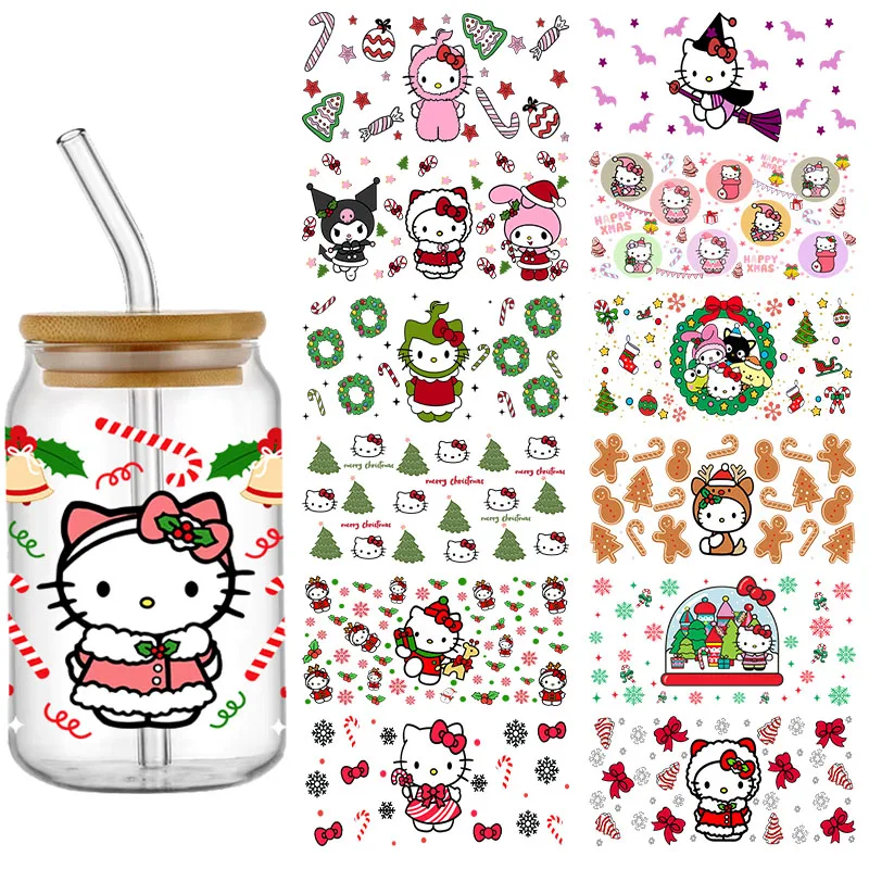 sanrio ola kitty copo dos desenhos animados wraps etiqueta de transferencia para vidro libbey can garrafa lavavel faca voce mesmo custom 16oz uv dtf 01