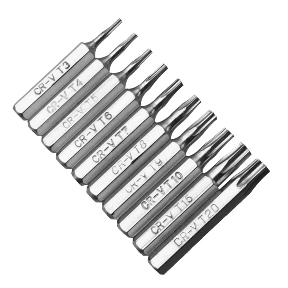 10pcs 4mm Torx T3 T4 T5 T6 T7 T8 T9 T10 T15 T20 Screwdriver Bit Set Repair Tools