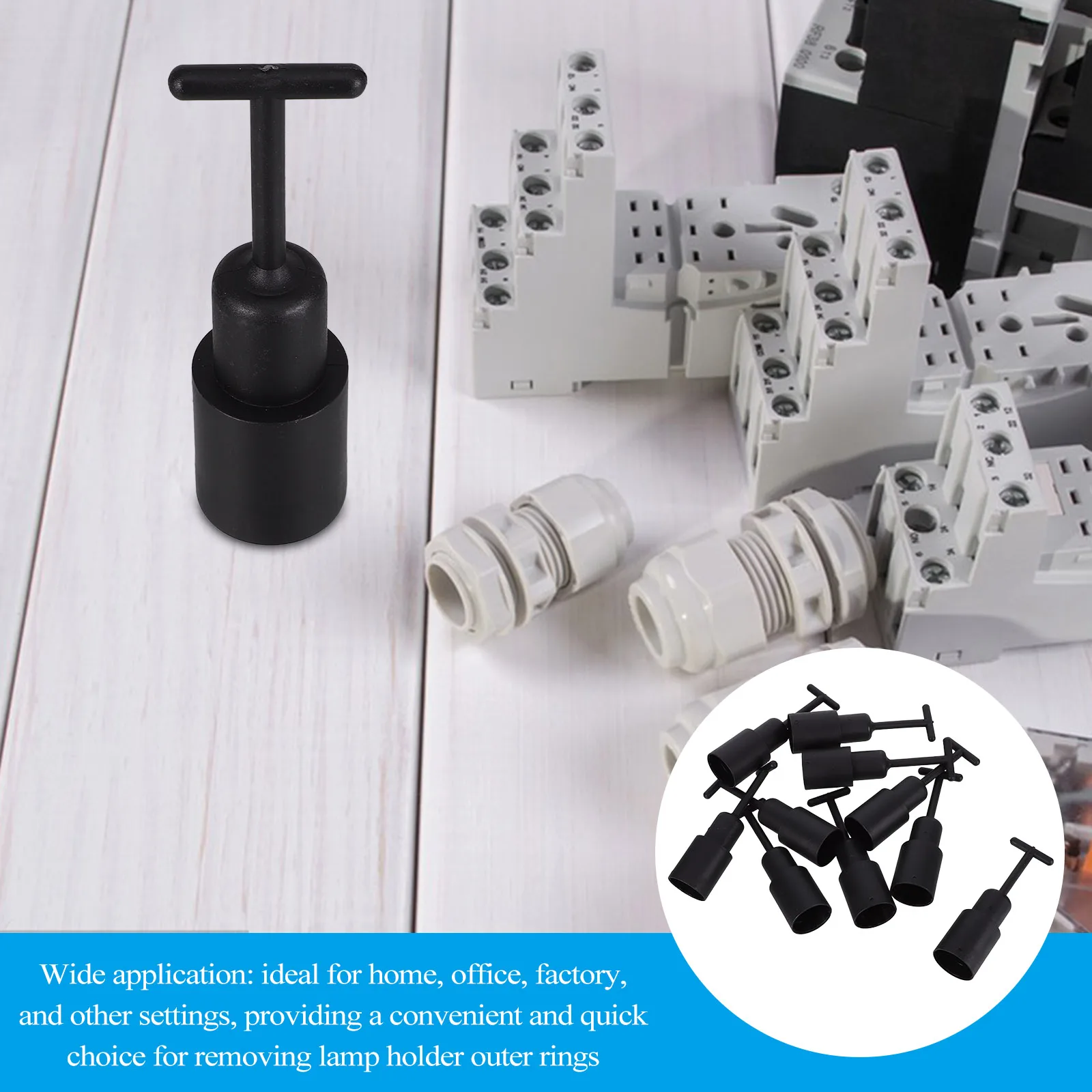 

10pcs Plastic Wrench For G9 Lamp Shade Socket Ring Removal Lightweight Hex T Handle Tool Home Office Factory Bulb Removal Tool L