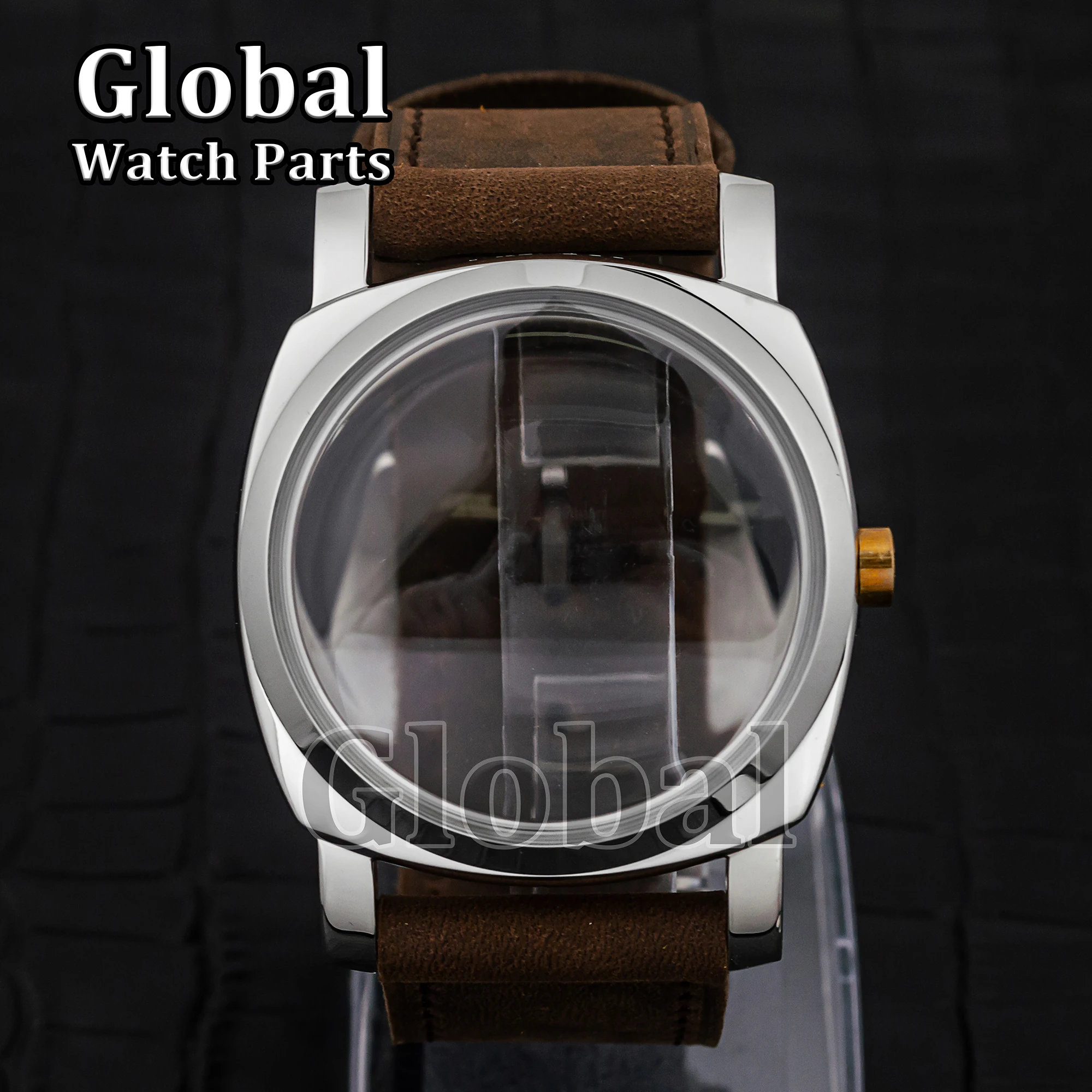 47mm Stainless Steel Case for PAM 6152 Watch Parts 10ATM Waterproof Fit  ETA 6497/6498/ST3600 Movement Genuine Leather Strap