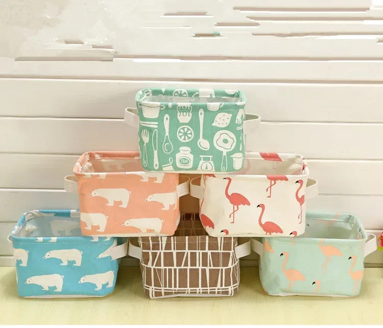 

Small Box Organizer for Cosmetic Socks Bra Underwear Linen Cotton Storage Basket for Toys Foldable Laundry Basket OK 0461