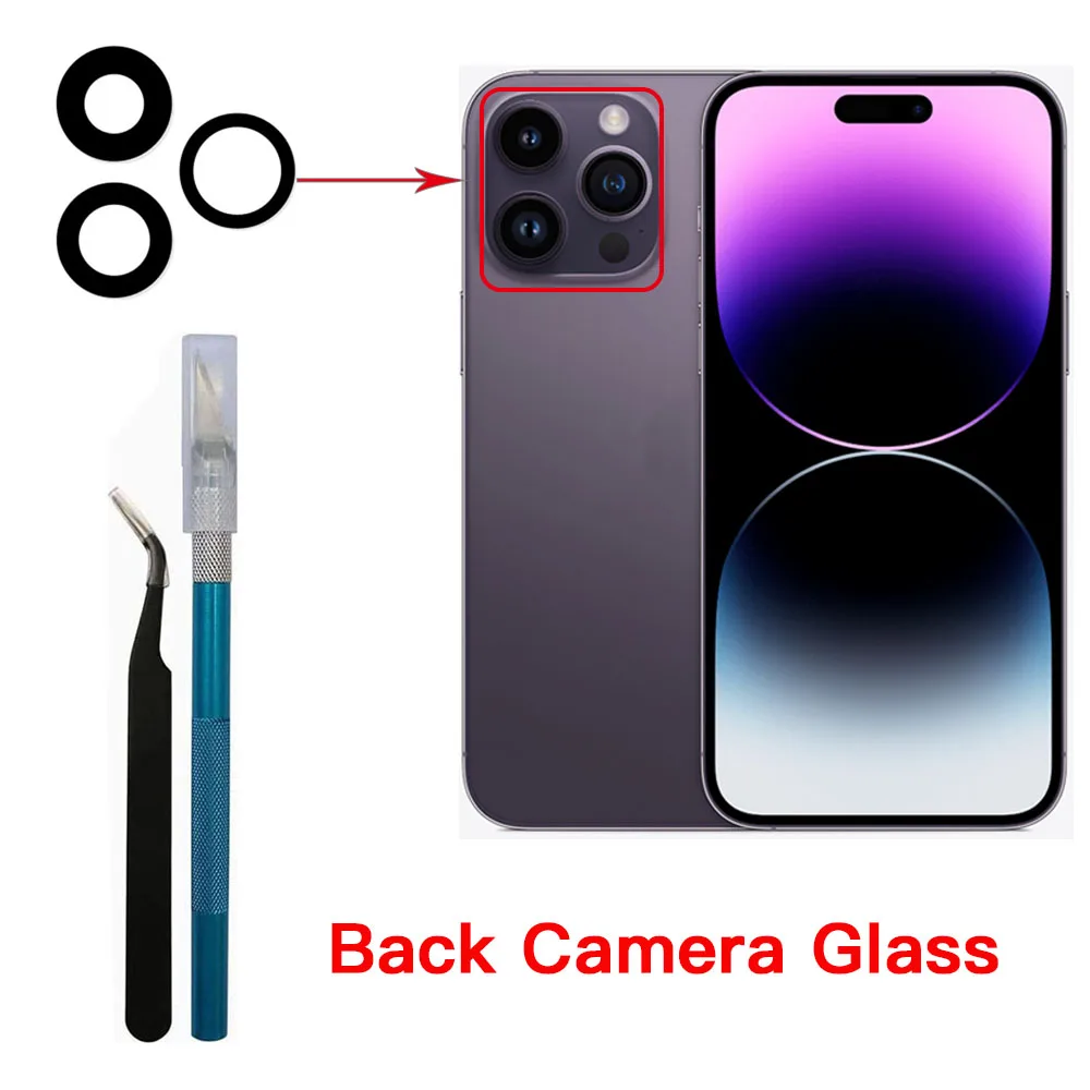 Back Camera Glass Replacement  For Apple iPhone 11 12 13 14 Mini Plus Pro Max  With Adhesive And Remove Tools