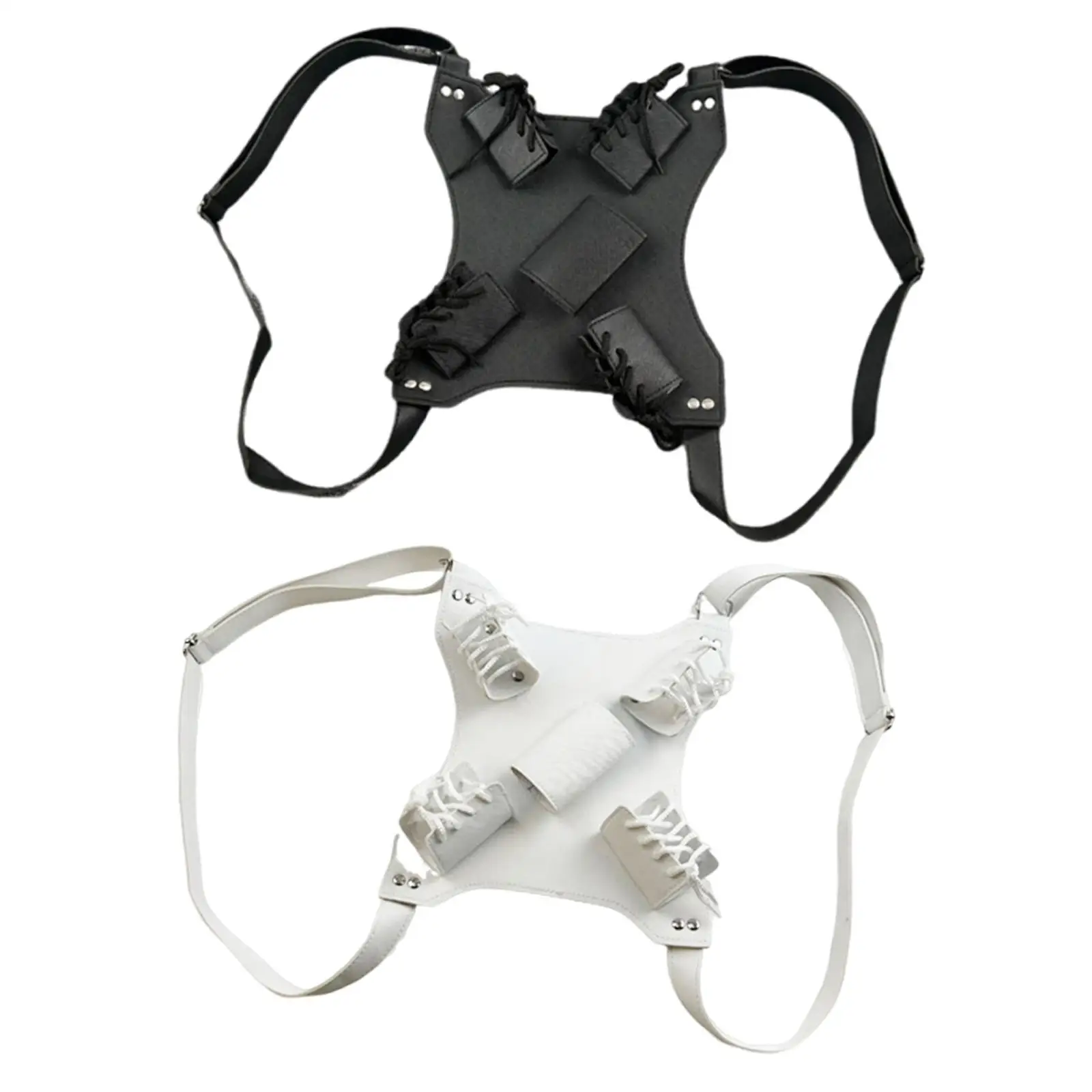 Dubbel mesharnas Dubbele schede Verstelbare riem Achterriem Kinderen Cosplay riem Mes Mes Holster Mes achterschede