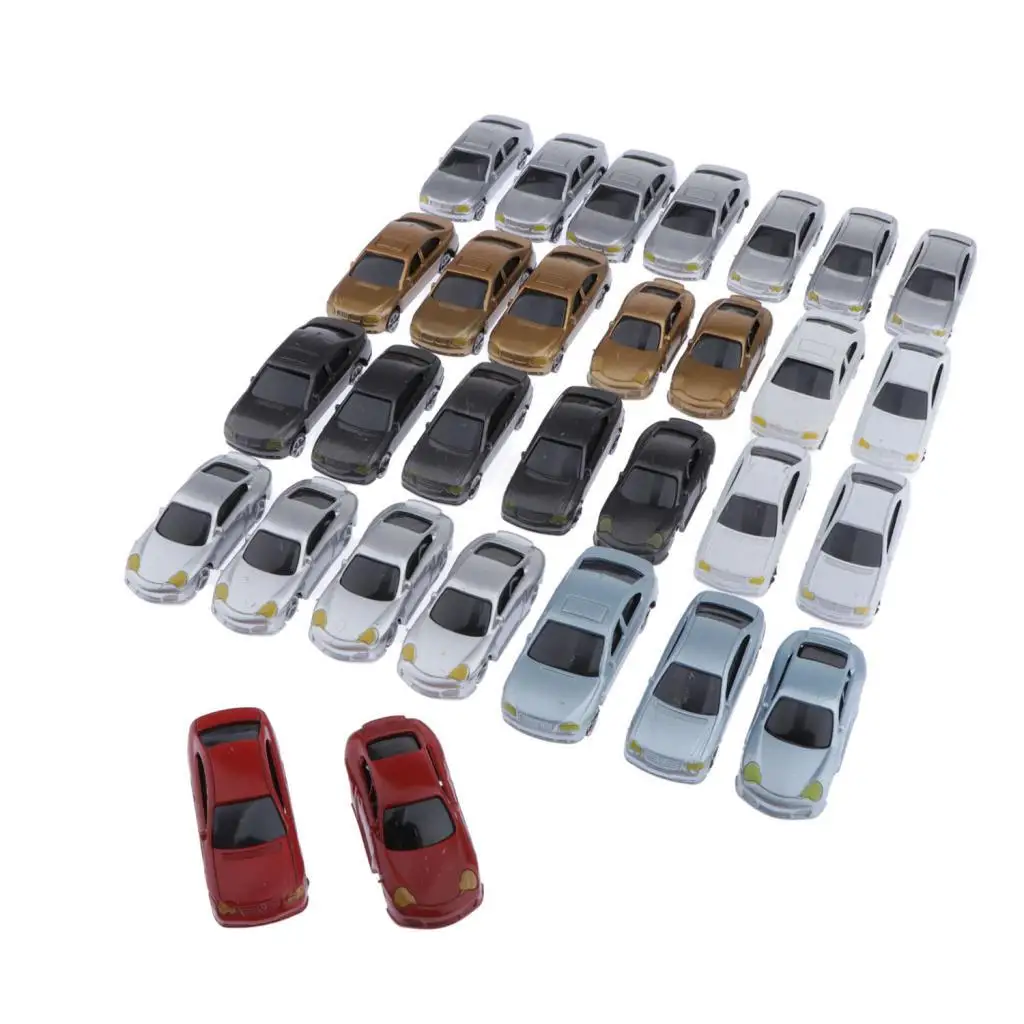 30pcs Painted Cars Layout Building Park Diorama Landscape 1:75 OO Scale