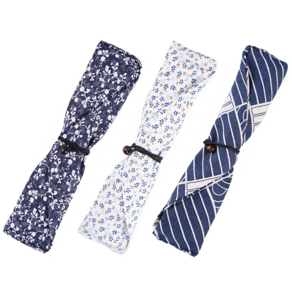 

3pcs Cutlery Storage Cloth Bag Portable Travel Chopstick Holder Japanese Style Tableware Sleeve Lightweight Picnic Banquet