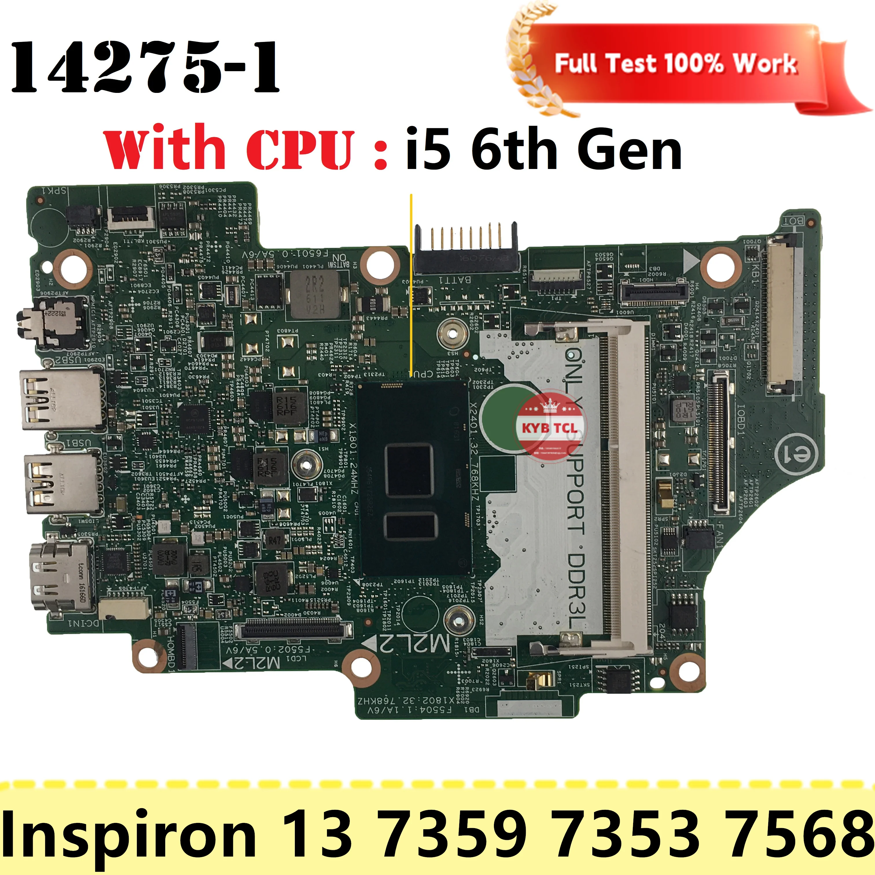 KN06J 9GH9H H8C9M 0H8C9M 09GH9H 0KN06J Notebook Para DELL Inspiron 13 7359 7353 7568 Laptop Placa-mãe 14275-1 Mainboard DDR4