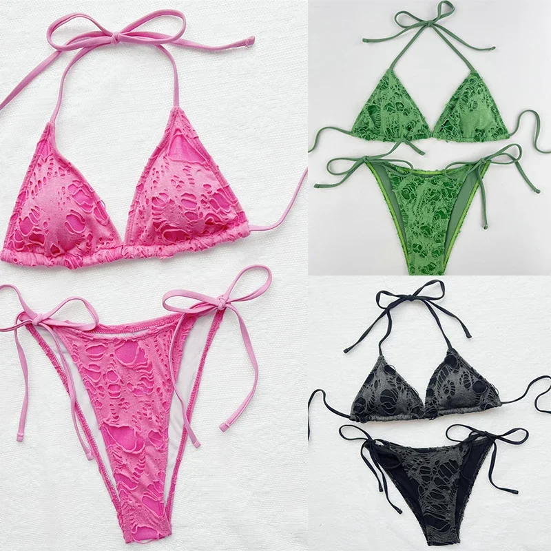 Qinjoyer Groen Badpak Twee Stukken Badmode Vrouwen String Bikini Set Sexy Badpak 2023 Biquini Beach Wear Badpak Vrouwen