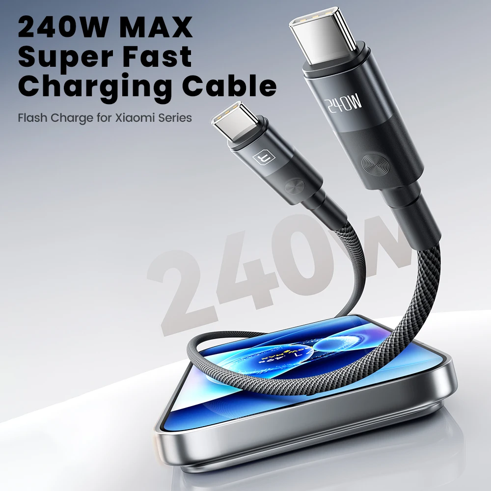 Toocki 240W Fast Charging Data Cable PD3.1 Type C To Type C Cable for iPhone 17 16 Pro Samsung S25 Xiaomi 17 Turbo Phone Charger