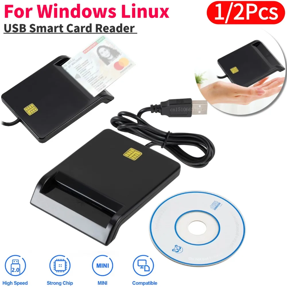 USB Smart Card Reader Stable Operation Reliable Simplicity for DNIE ATM CAC IC ID SIM Card Cloner Connector for Windows Linux