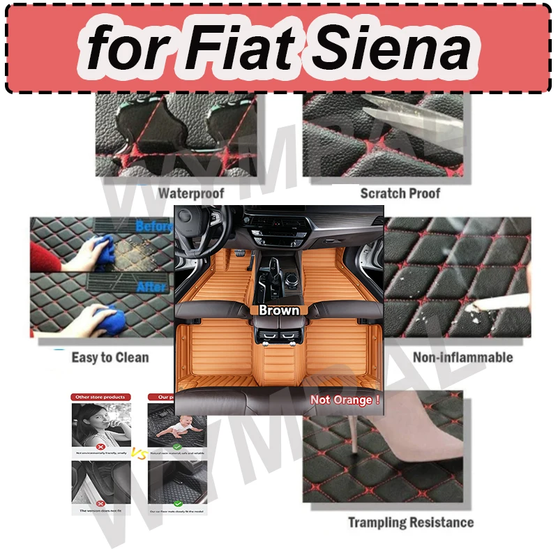 Alfombrillas de lujo para coche para Fiat Siena 2004 2005 2006 2007 2008, alfombrillas de cuero de lujo para hombres y mujeres, cubierta completa
