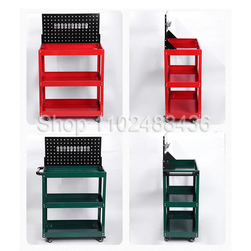 Mechanical Workshop Tools with Wheels, Tool Carts 3-layer Mobile Tool Car, Multifunctional and Heavy-duty Auto Repair Parts Car