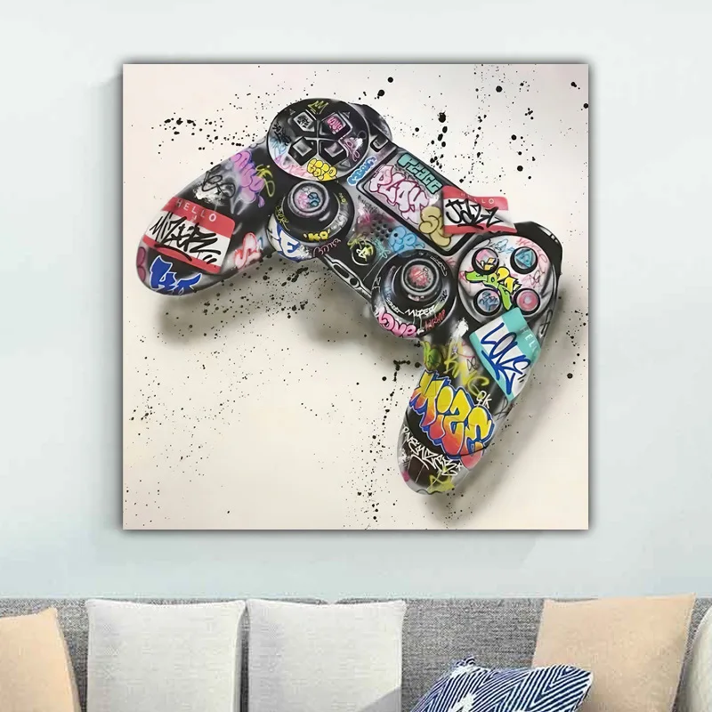 Painted gamepad home background wall spray canvas painting HD core